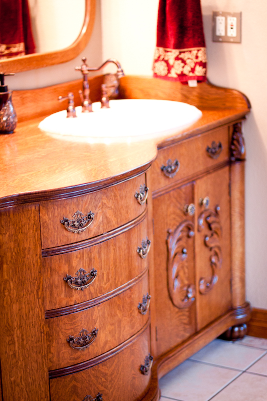 Victorian Style Oak Bathroom Vanity | pinandscroll.com